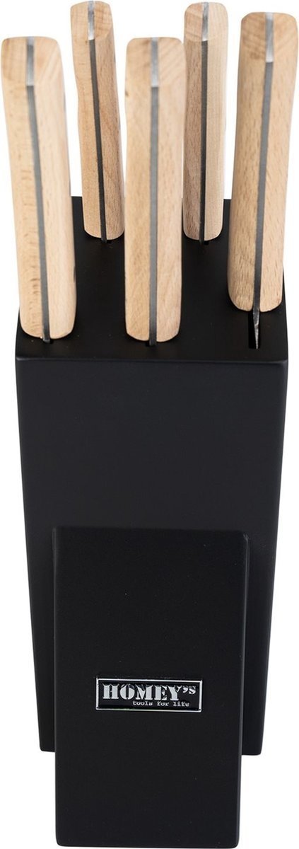 Zestaw stylowych  noży kuchennych w czarnym bloku  Homey's Bokträ, 5 elementów