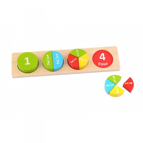 TOOKY TOY Drewniane Puzzle Edukacyjne Okrągłe Nauka Ułamków Matematyki