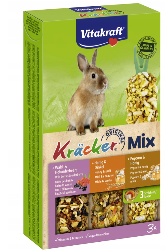 Vitakraft Kracker kolby dla królika Popcorn/Miód/Owoce Leśne 3 szt