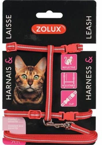 Zolux Zestaw spacerowy dla kota czerwony