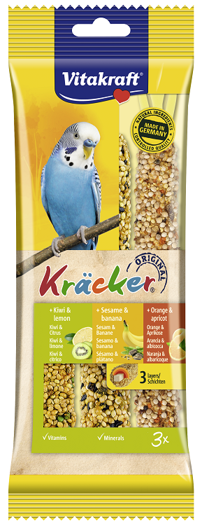 Vitakraft Kracker 3szt kolby dla papugi falistej kiwi/sezam/pomarańcza