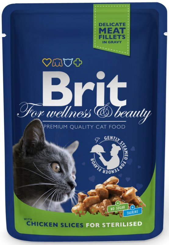 Brit Premium Cat 100g Chicken Sterilised karma dla kotów sterylizowanych z kurczakiem saszetka