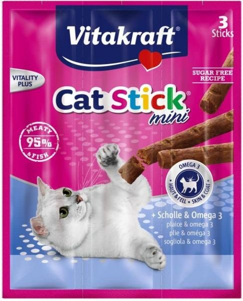 Vitakraft Cat Stick mini  Flądra Omega 3szt 