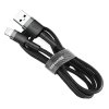 BASEUS kabel USB Cafule do iPhone Lightning 8-pin 2,4A 1 metr szaro-czarny CALKLF-BG1