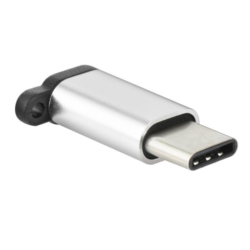 Adapter ładowarki Micro USB do USB Typ C [PA30] zawieszka srebrny
