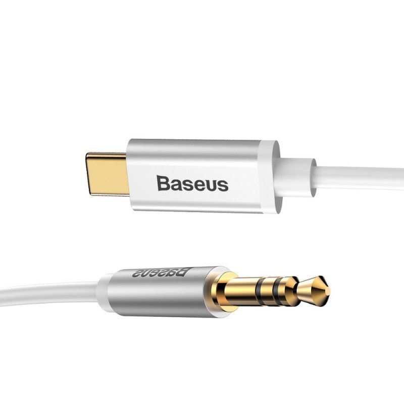 BASEUS adapter audio/HF z typ C na jack 3,5 mm biały CAM01-02