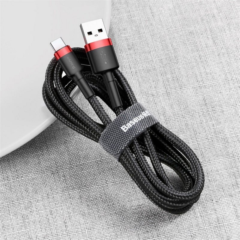 BASEUS kabel USB Cafule Typ C 2A 3 metry czerwono-czarny CATKLF-U91