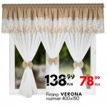 Biała firana woalowa Verona 400x150 cm – beżowy lambrekin i efektowne kokardy