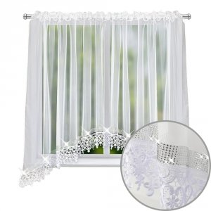 Firana z cyrkoniami i ozdobną gipiurą 400 × 165 cm - Diana