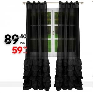 Firana z falbanami na przelotkach - Emilii 145x250 czarna 