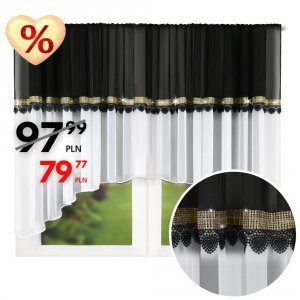 Firana ze złotymi cyrkoniami i gipiurą - Margot 400X150