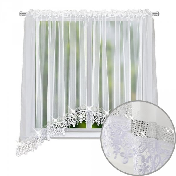 Firana z cyrkoniami i ozdobną gipiurą 400 × 165 cm - Nelli.pl