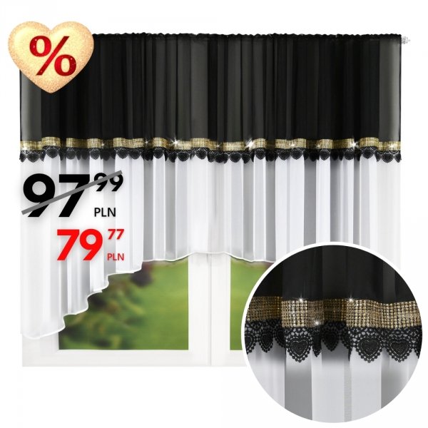Firana ze złotymi cyrkoniami i gipiurą 400 × 150 cm - Nelli.pl