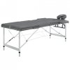 Stół do masażu, 3 strefy, rama z aluminium, antracyt, 186x68cm