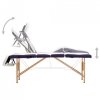 Składany stół do masażu, 4 strefy, drewniany, biało-fioletowy