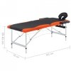 2-strefy, składany stół do masażu, aluminium czarny i pomarańcz