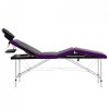4-strefowy, składany stół do masażu aluminium, czarno-fioletowy