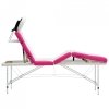 4-strefowy, składany stół do masażu, aluminium, biało-różowy