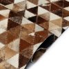 Dywan patchwork z trójkątów, skóra, 120x170 cm, brązowo-biały