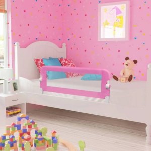 Barierka do łóżeczka dziecięcego, różowa, 120x42 cm, poliester