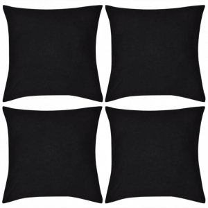4 Czarne bawełniane poszewki na poduszki 50 x 50 cm