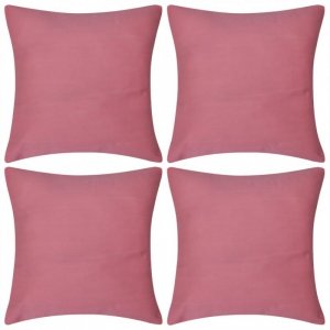 4 Różowe bawełniane poszewki na poduszki 80 x 80 cm