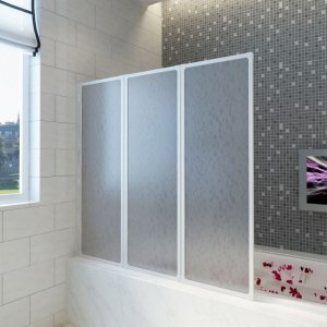 Kabina prysznicowa ścienna, parawan 3 składane panele 141x132 cm