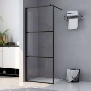 Ścianka prysznicowa, przezroczyste szkło ESG, czarna, 90x195 cm