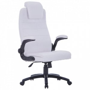 Krzesło obrotowe z białej sztucznej skóry, regulowane