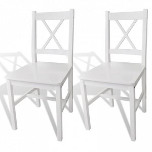 Krzesła stołowe, 2 szt., białe, drewno sosnowe