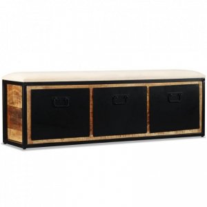Ławka do przechowywania, 3 szuflady, drewno mango, 120x30x40 cm