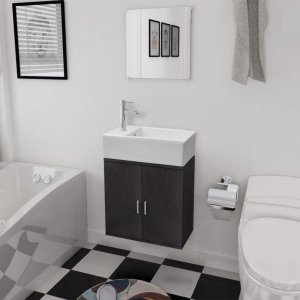 Trzyelementowy zestaw do łazienki z umywalką, czarny