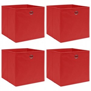 Pudełka, 4 szt., czerwone, 32x32x32 cm, tkanina