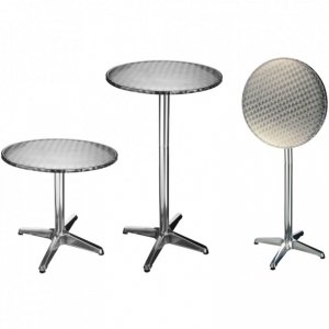 HI Składany stolik bistro, aluminiowy, okrągły, 60 x 60 x (58-115) cm