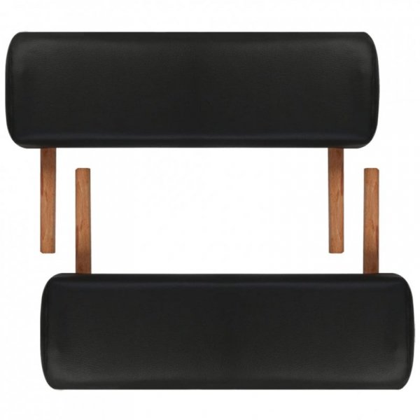 Czarny składany stół do masażu 3 strefy z drewnianą ramą
