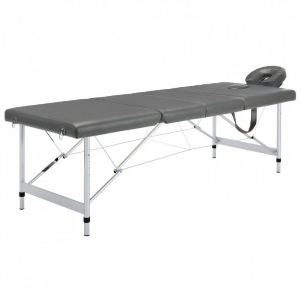 Stół do masażu, 4 strefy, rama z aluminium, antracyt, 186x68cm