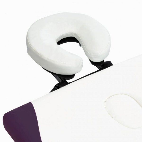 2-strefowy, składany stół do masażu, aluminium, biało-fioletowy