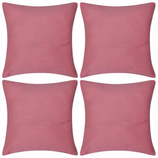 4 Różowe bawełniane poszewki na poduszki 50 x 50 cm