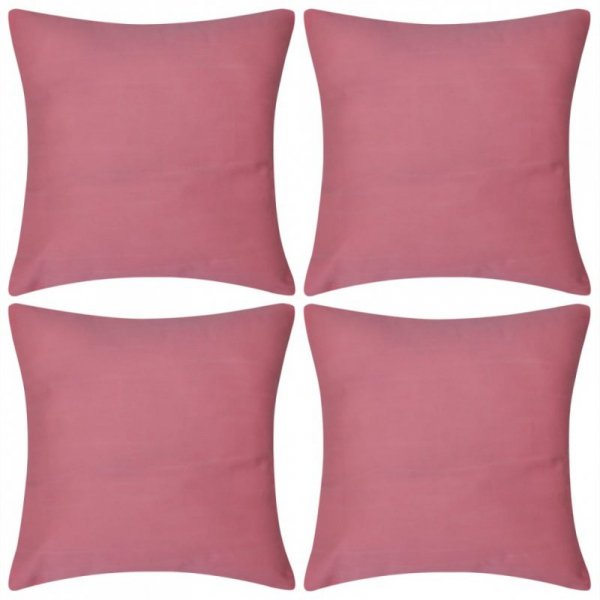 4 Różowe bawełniane poszewki na poduszki 80 x 80 cm
