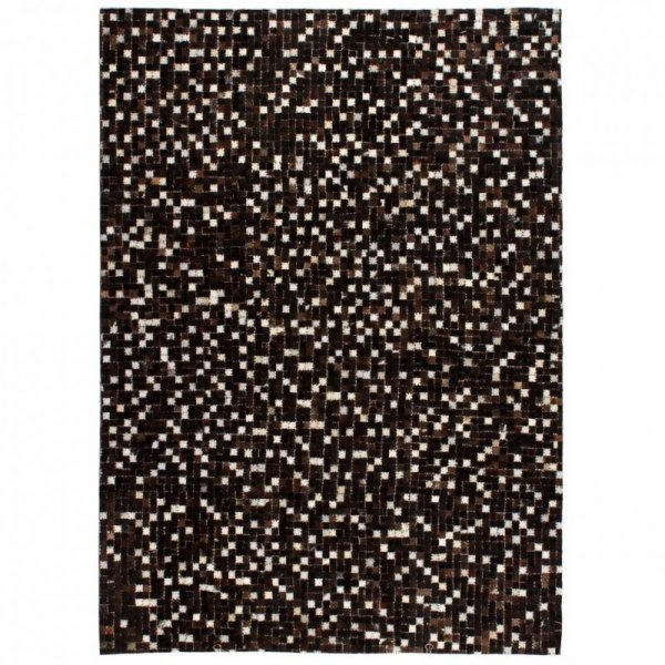 Patchworkowy dywan ze skóry bydlęcej, 80x150 cm, czarno-biały