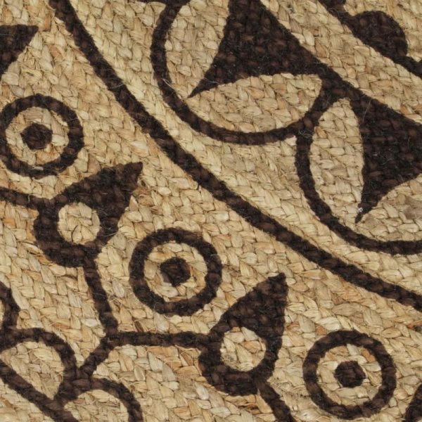 Ręcznie wykonany dywanik, juta, ciemnobrązowy nadruk, 150 cm
