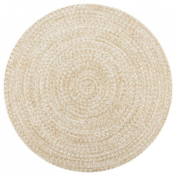 Ręcznie wykonany dywan, juta, biały i naturalny, 150 cm