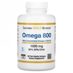Omega 800 Olej Rybny klasy farmaceutycznej | 80% EPA / DHA | 90 kaps.