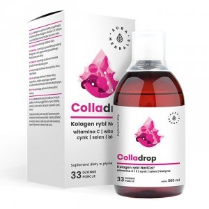 AURA HERBALS Colladrop - Kolagen rybi NatiCol z Wit. C w płynie (500 ml)