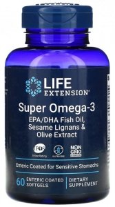 LIFE EXTENSION Super Omega-3 EPA/DHA z Lignanami Sezamowymi i Ekstraktem z Oliwek (60 kaps.)