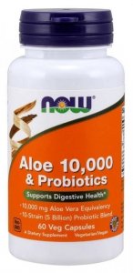 NOW FOODS Aloes koncentrat z Liści Aloesu + 10 szczepów bakterii (60 kaps.)