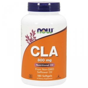 NOW FOODS CLA 800 mg - sprzężony Kwas Linolowy z oleju z Nasion Krokosza (180 kaps.)