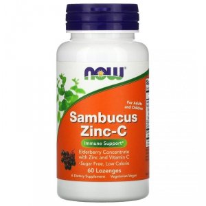 NOW FOODS Sambucus Zinc-C - Cynk do ssania (60 tabl.)