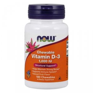NOW FOODS Witamina D3 1000 IU do żucia (180 tabl.)