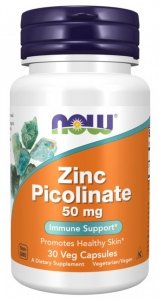 NOW FOODS Zinc Picolinate - Pikolinian Cynku 50 mg (30 kaps.)